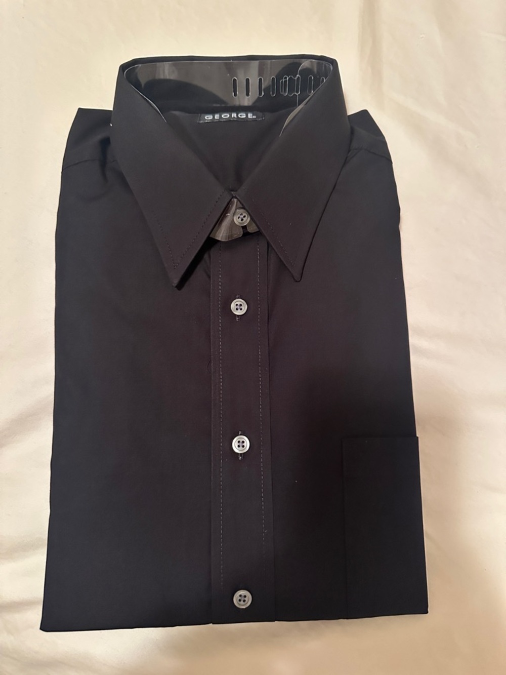 Black Men's Dress Shirt Button-Up Collared